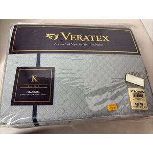 Veratex Pale Blue Satin Bedskirt Avignon Supreme Sateen Bed Ruffle 78 X 80 USA